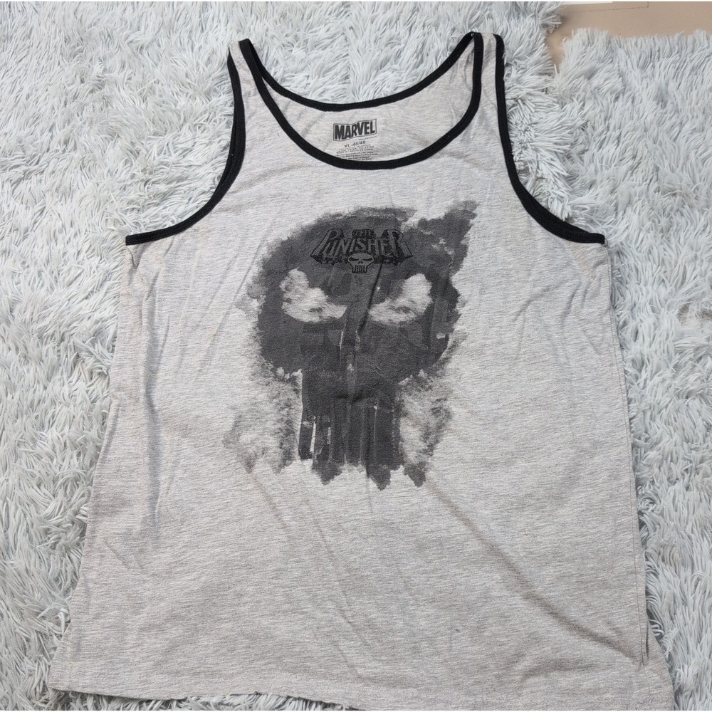 Marvel The Punisher Shirt Mens XL Gray Tank Top Sleeveless Graphic Comic